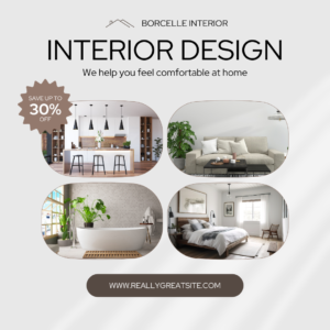 Black and White Modern Interior Design Service Instagram Post (2)